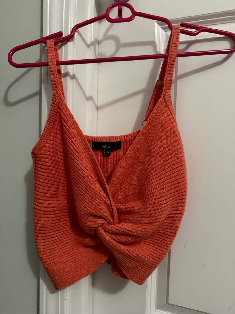 Lulu's Orange Knit Twist Ribbed Tank Top
